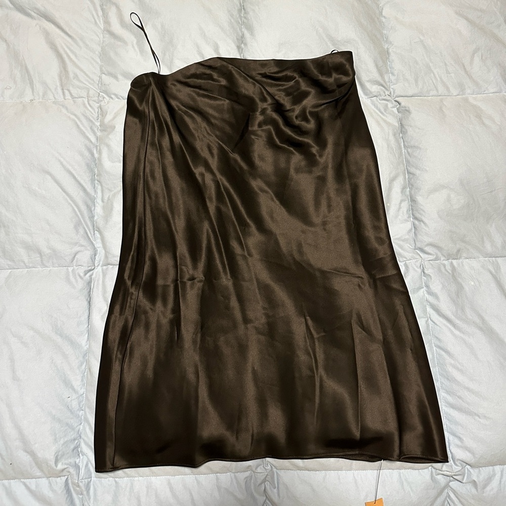 Mini reformation strapless silk dress